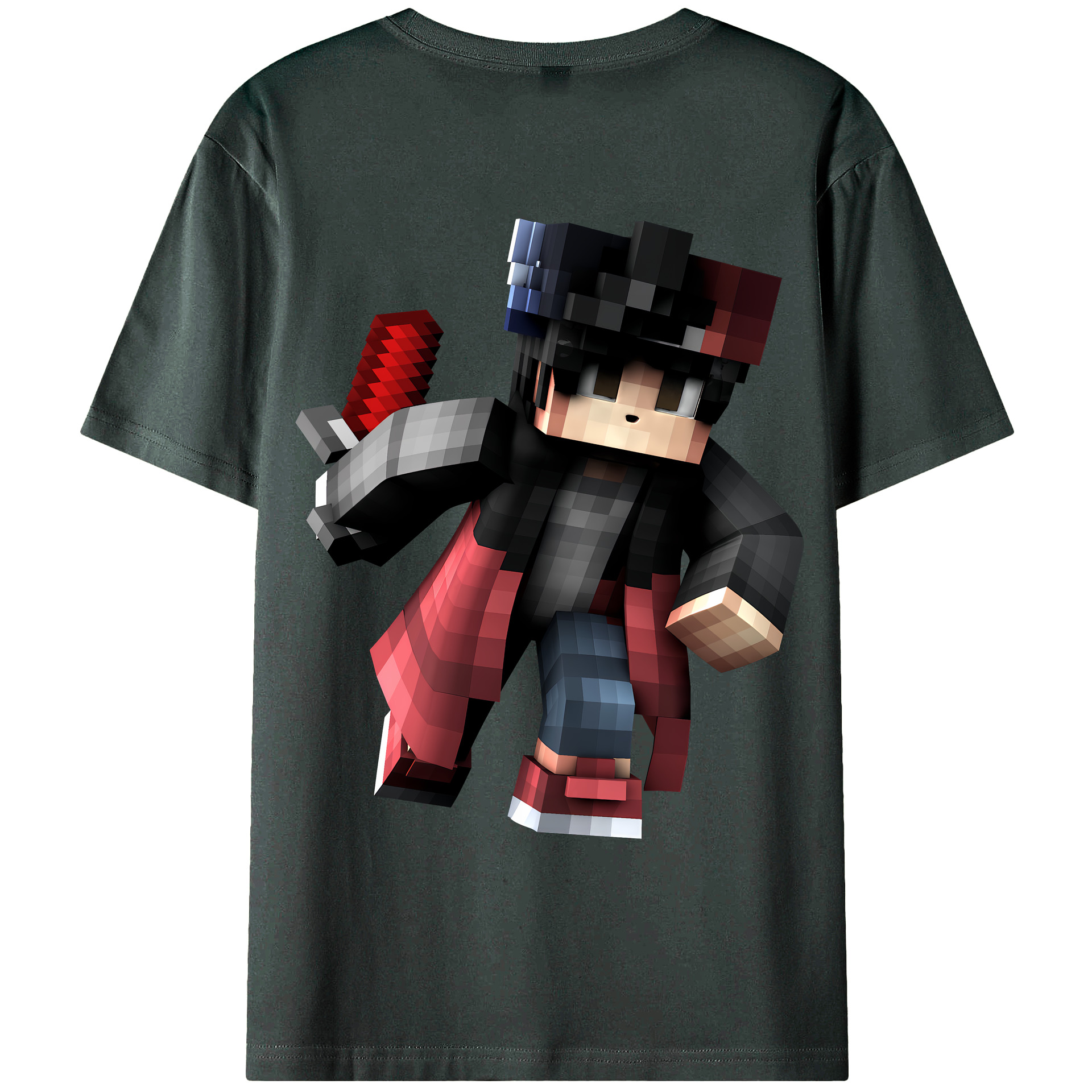 （画像用） マインクラフト ブロックの世界 Minecraft MC Block world 綿100％ メンズ半袖Tシャツ（バックプリント） 通気性